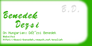 benedek dezsi business card